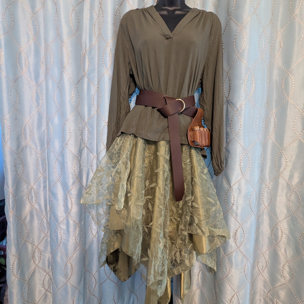 Green Asymmetrical Sundress with V-Neck